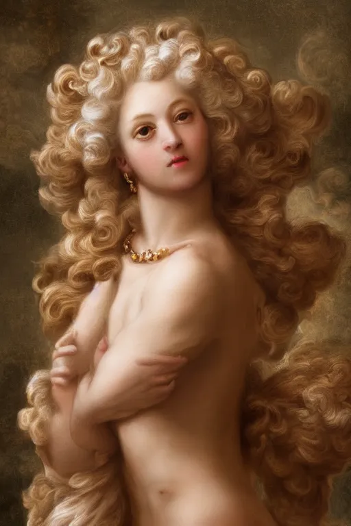 Prompt: the source of future growth, dramatic, elaborate emotive Baroque and Rococo styles to emphasize beauty as a transcendental, featuring a cinnamon-skinned model, 8k image, ultra-realistic, the style of WLOP