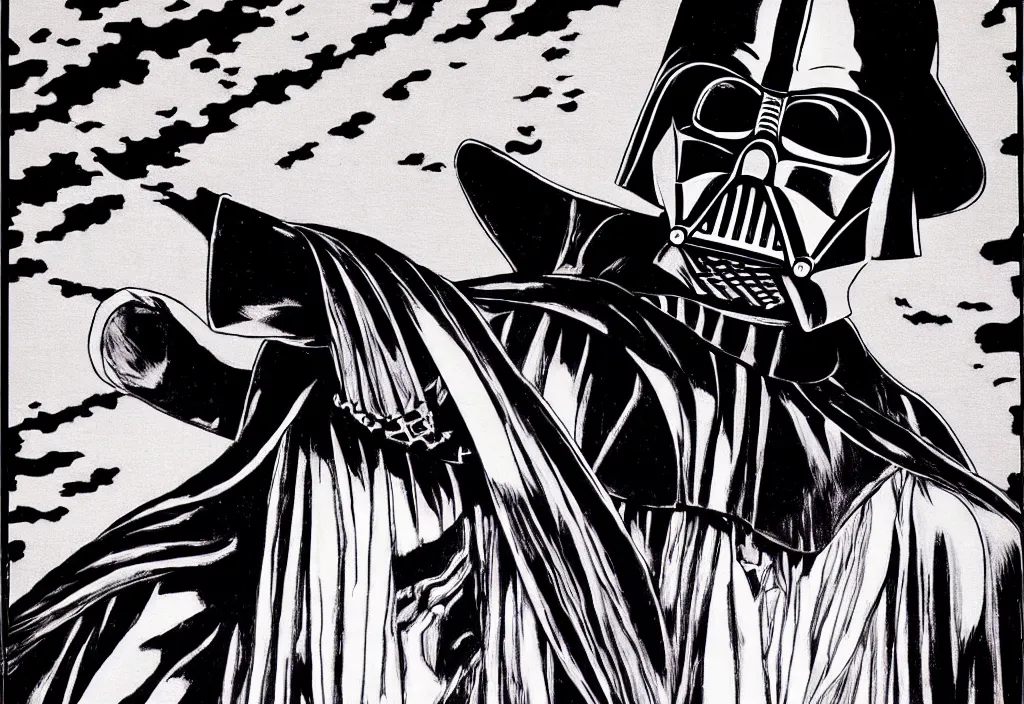 Image similar to darth vader by junji ito