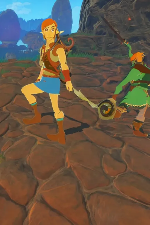 Image similar to in game footage of scooby doo from the legend of zelda breath of the wild, breath of the wild art style.