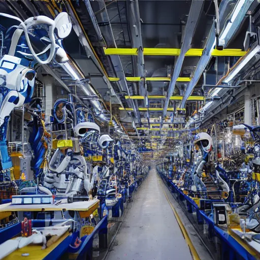 Image similar to photograph of a robot factory, 4K