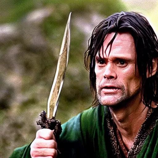 Image similar to jim carrey playing aragorn in lord of the rings