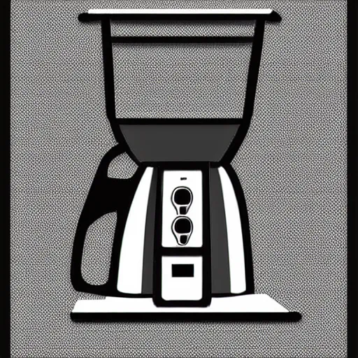 Image similar to minimalist diagram of coffee maker parts, pop art illustration