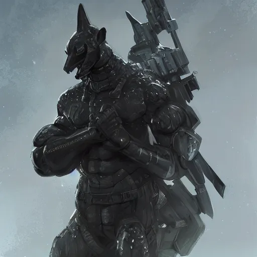 Image similar to splash art of a black - coated anthropomorphic horse supersoldier with gargantuan muscles in a research facility wearing a combat kevlar outfit, highly detailed, furry, furaffinity, digital painting, artstation, illustration, art by artgerm, greg rutkowski, wlop