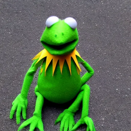 Image similar to kermit the frog made entirely of chrome