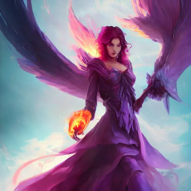 Image similar to violet phoenix, artstation, illustration, concept art, high quality,