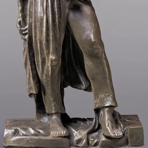 Prompt: Une statue monumentale en plein-pied de Gandalf, contrapposto, bronze poli, fonte à la cire perdue, Musée du Louvre catalog