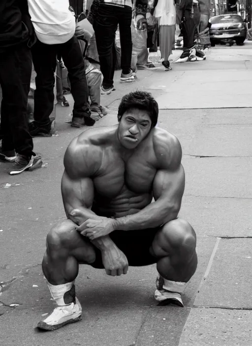 Image similar to Candid street portrait of The Incredible Hulk , Humans of New York, 2011