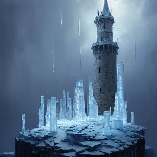 Prompt: a tower made of ice,photorealiatic,hyperdetailed,hyperrealistic,studio lighting,studio photography,professional photography,professional lighting,3 point lighting,4k,digital art,ultra realistic,ultra detailed,art by greg rutkowski,photorealistic,hyperdetailed