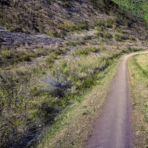 Image similar to topdown fotage of an old abandoned road