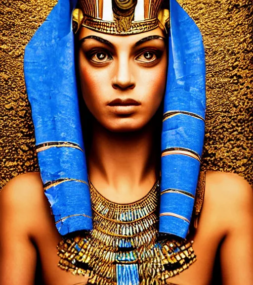 Image similar to portrait_photo_of_a_stunningly beautiful egyptian maiden, symmetrical face, 16th century, hyper detailed by Annie Leibovitz, Steve McCurry, David Lazar, Jimmy Nelsson, professional photography
