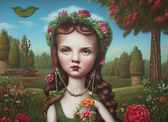 Prompt: folk art, lowbrow, matte painting, 3 - d highly detailed, in the style of mark ryden,