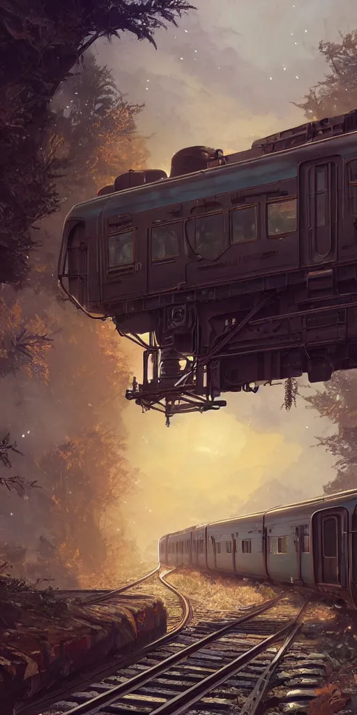 Image similar to highly detailed train in gta v, stephen bliss, unreal engine, fantasy art by greg rutkowski, loish, rhads, ferdinand knab, makoto shinkai and lois van baarle, ilya kuvshinov, rossdraws, tom bagshaw, global illumination, radiant light, detailed and intricate environment