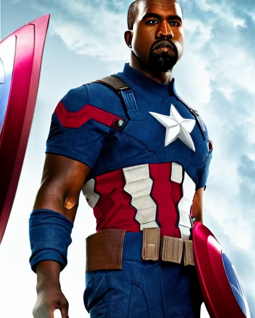 Prompt: film still close - up shot of kanye west as captain america from the movie captain america : the first avenger. photographic, photography