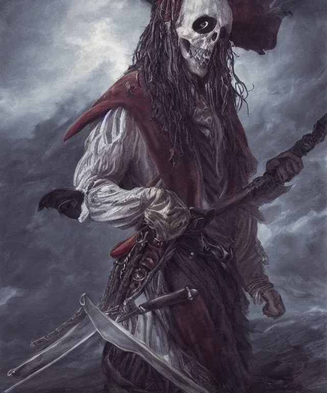 Image similar to ultra realistic color portrait painting of a tranparent 1 7 th century pirate ghost with a sword in a grotto, dark, painted, brooding, atmospheric, seascape, horror, smooth, epic, highly detailed, cinematic, artstation, paul carrick