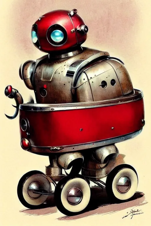 Image similar to ( ( ( ( ( 1 9 5 0 s retro future android robot bulldog wagon. muted colors., ) ) ) ) ) by jean - baptiste monge,!!!!!!!!!!!!!!!!!!!!!!!!! chrome red