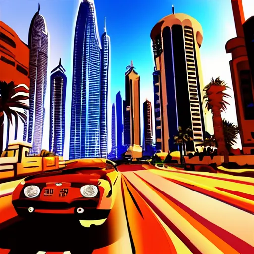 Image similar to gta : dubai, brush stroke