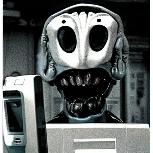 Prompt: pan's labyrinth enraged convenience store robo - cashier