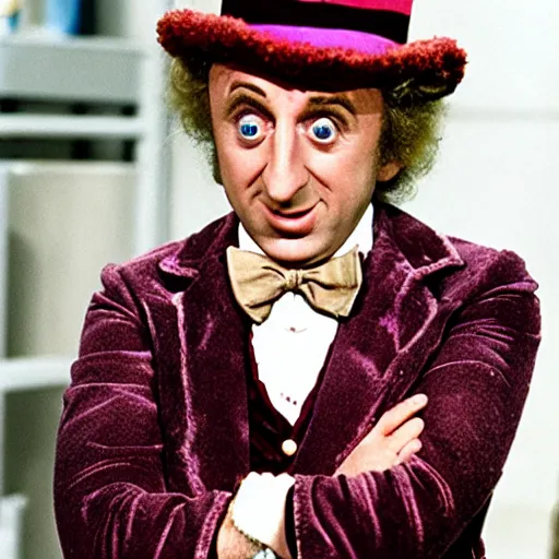 Prompt: gene wilder in willy wonka and the eggplant factory