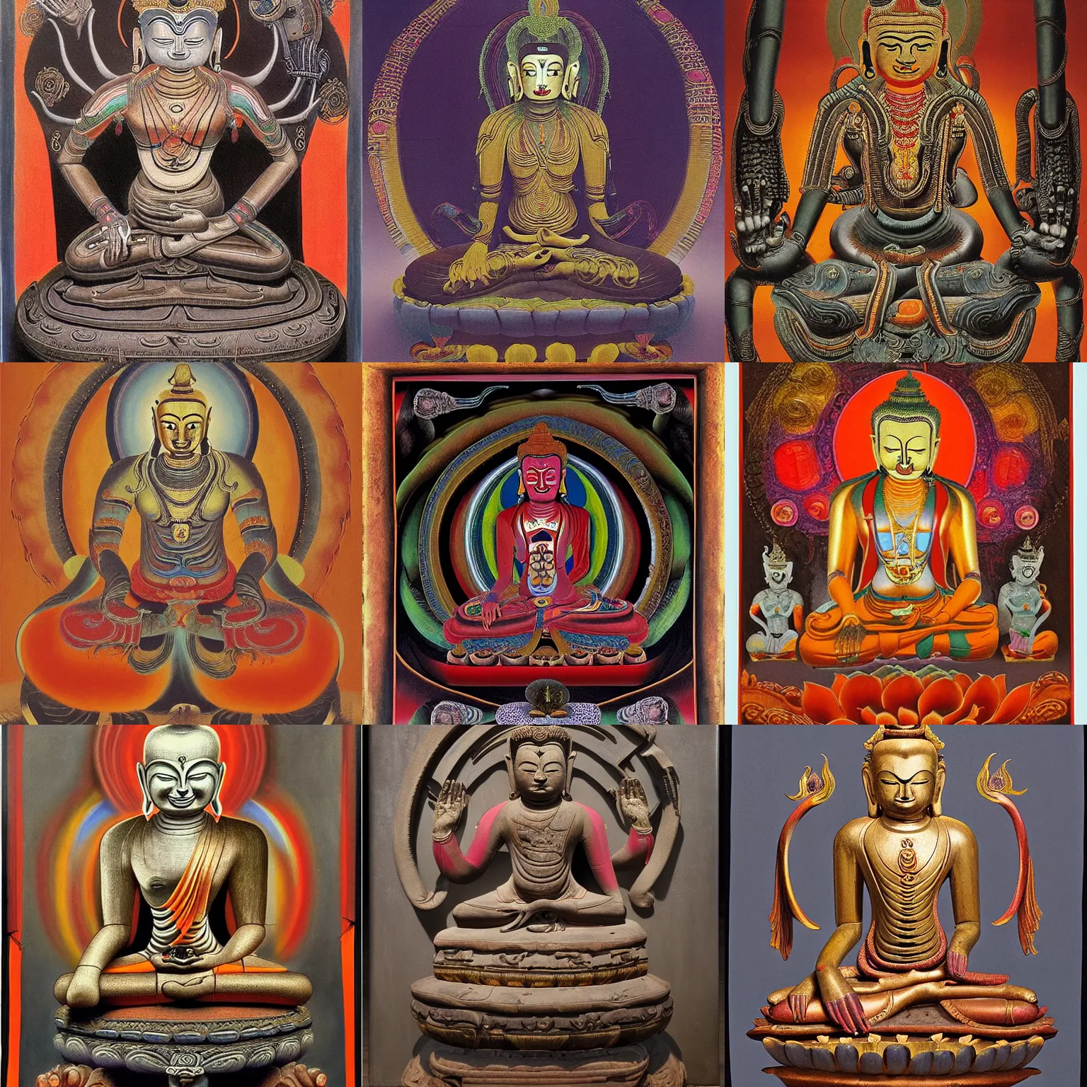 Prompt: vajrayana buddhist art by h. r. giger