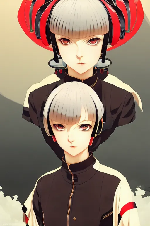 Image similar to last exile, ilya kuvshinov, anime illustration of reol, murata range, fine detail, perfect anime face, dramatic lighting, dynamic composition, moody, art deco, cel shading, rich texture, yoshinari yoh, alphonse mucha, takashi murakami, colorful