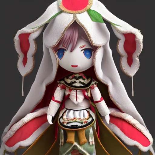 Prompt: cute fumo plush of the priestess of the temple of the harvest, plant maiden, vray