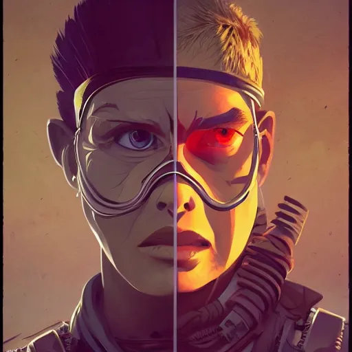 Image similar to face icon stylized minimalist mad max beyond thunderdome, loftis, cory behance hd by jesper ejsing, by rhads, makoto shinkai and lois van baarle, ilya kuvshinov, rossdraws global illumination