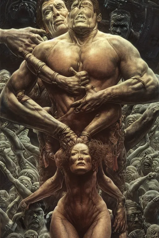 Image similar to total recall in the style of wayne barlowe, gustav moreau, goward, bussiere, roberto ferri, santiago caruso, luis ricardo falero, frazetta