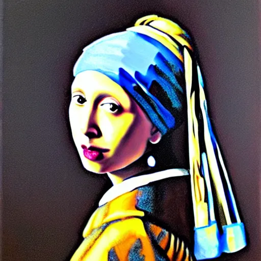 Image similar to monica gellar as the girl with the pearl earring, oil painting