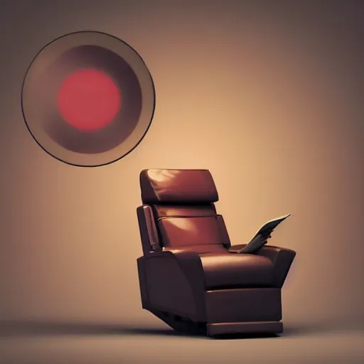 Prompt: futuristic lonely matte brown and red full-body humanoid robot with two huge round expressive sad LED eyes and open rectangular mouth sitting on a large comfortable cushioned 1950s vintage recliner reading a newspaper. open newspaper. Cinematic Lighting, Cinematic Movie Photograph, Arri Alexa, Extremely Detailed, smooth, very very clean, 8K, octane render, maya render, unreal engine, trending on artstation, DSLR, excellent composition, center frame