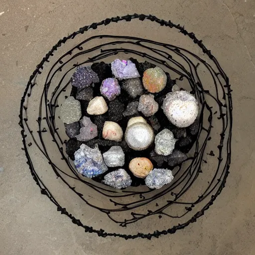 Prompt: Liminal space in outer space, made with geodes!!!!!