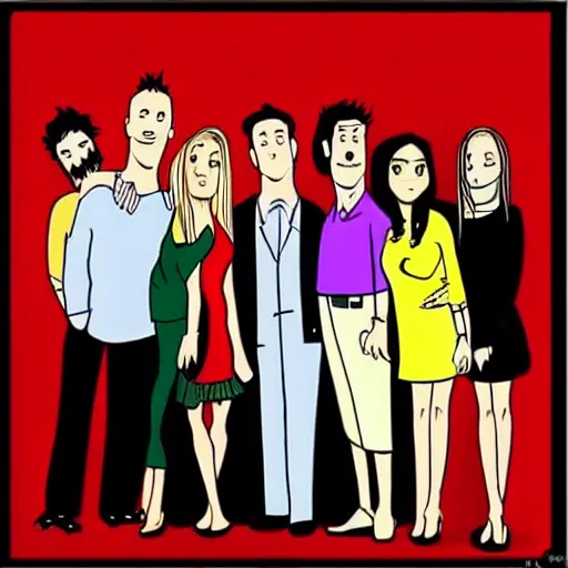 Prompt: the hit tv show friends as drawn by don hertzfeldt