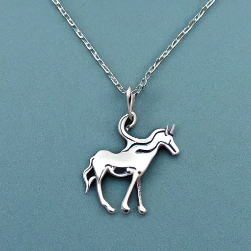 Image similar to a lovely silver unicorn necklace pendant