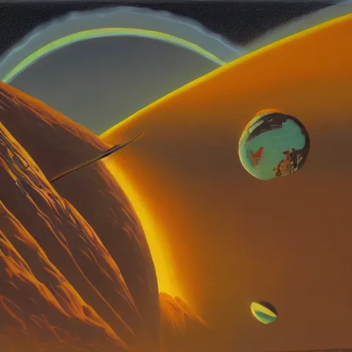 Image similar to a painting in the style of jan goeree and in the style of chesley bonestell.