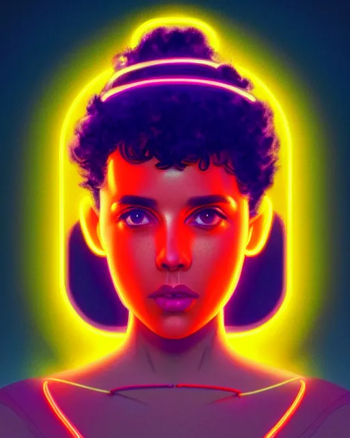 Image similar to symmetry portrait of poly styrene, neon, day glo, mannequin, sci - fi, tech wear, glowing lights intricate, elegant, highly detailed, digital painting, artstation, concept art, smooth, sharp focus, illustration, art by artgerm and greg rutkowski and alphonse mucha