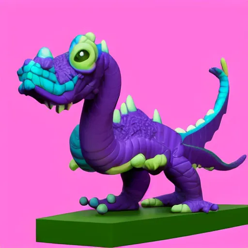 Image similar to ( 2 0 0 4 - 2 0 0 7 ) isometric figment, purple dragon from epcot, sculpted character, 3 d render, in the style of yoworld, vmk myvmk, artstation, white background, zoomed out view by miha rinne