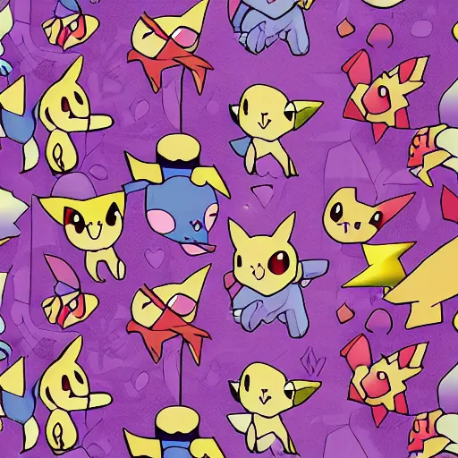 Prompt: pattern of the pokemon mew by Ken Sugimori