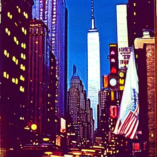 Image similar to Beautiful colored-photo cameraphone 1988 soft Photograph of New York city a tnight