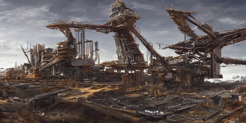 Image similar to scifi construction, great composition by ben arolson