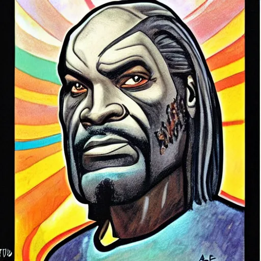 Prompt: Worf from Star Trek Next Generation, painted by Alfons Mucha
