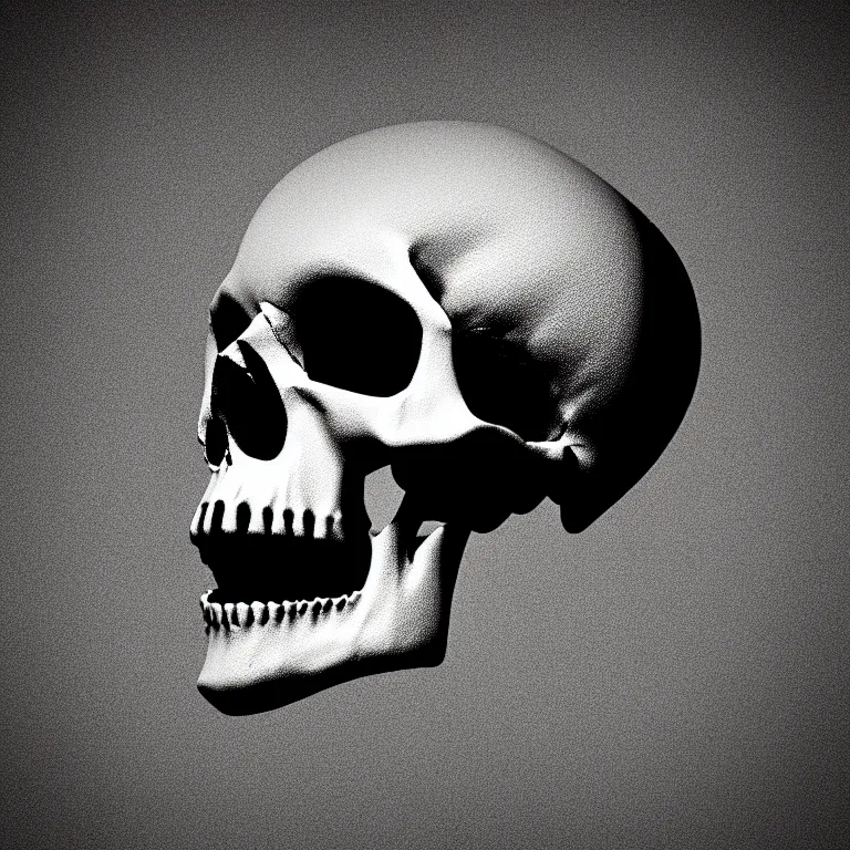 Image similar to black and white light 3D geometry, skull, matte bright highly detailed, poetic, 3D render, digital art, octane render, 8K artistic photography, photo-realistic, by Dora Maar