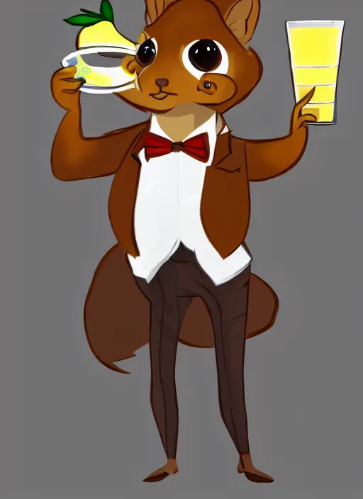 Prompt: a cute squirrel anthro as a dapper bartender 🐿🍸🍋, furaffinity, trending on artstation