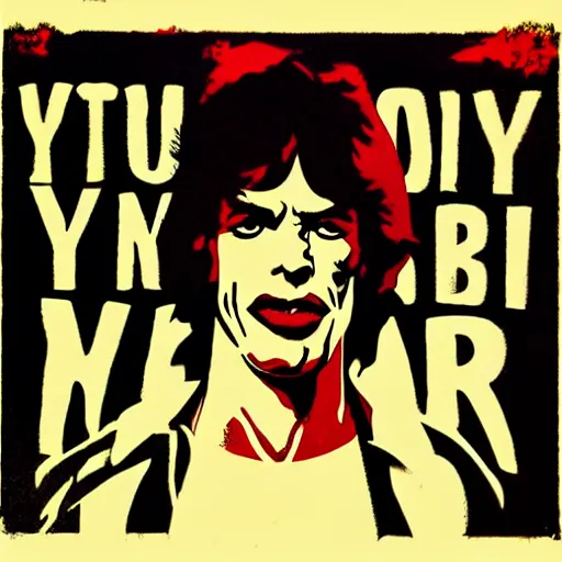 Image similar to individual young mick jagger silk screen butcher billy style