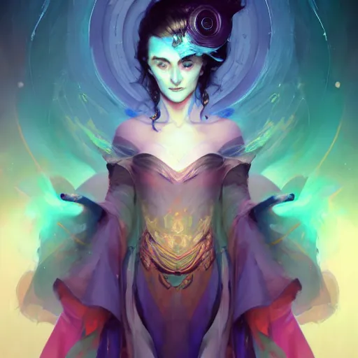 Image similar to a portrait of a beautiful morgan le fay, art by pete mohrbacher and guweiz and ilya kuvshinov, digital art, highly detailed, intricate, sci - fi, sharp focus, trending on artstation hq, deviantart, unreal engine 5, 4 k uhd image