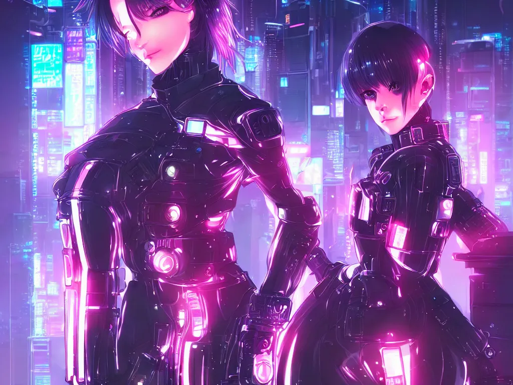 Prompt: portrait anime visual futuristic female cyber police, on cyberpunk neon light tokyo rooftop, ssci - fi and fantasy, intricate and very beautiful, human structure, concept art, sharp focus, anime by luxearte and rossdraws and magali villeneuve and liya nikorov, frostine engine