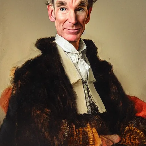 Prompt: A portrait painting of Bill Nye the science guy by Rembrandt van Rijn