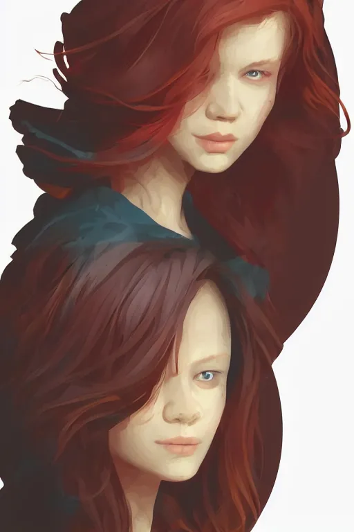 Prompt: girl with medium length red hair. centered median photoshop filter cutout vector behance hd jesper ejsing!