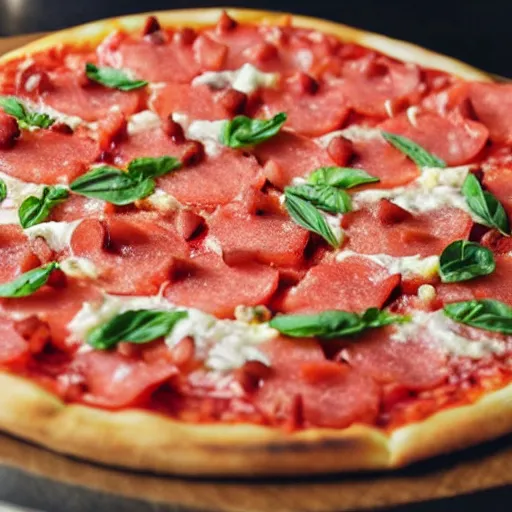 Image similar to a pizza topped with watermelon