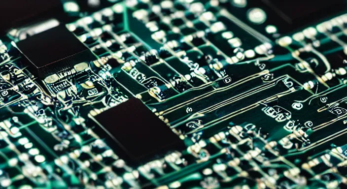 Prompt: closeup of a circuitboard, studio lighting, product photography