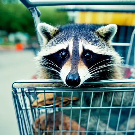 Image similar to raccoon in a shopping cart f 1. 8