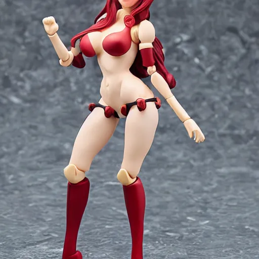 Image similar to Kaitlyn Michelle Siragusa, better known as Amouranth, Posable PVC action figurine. Detailed artbreeder face. Full body 12-inch Figma anime statue